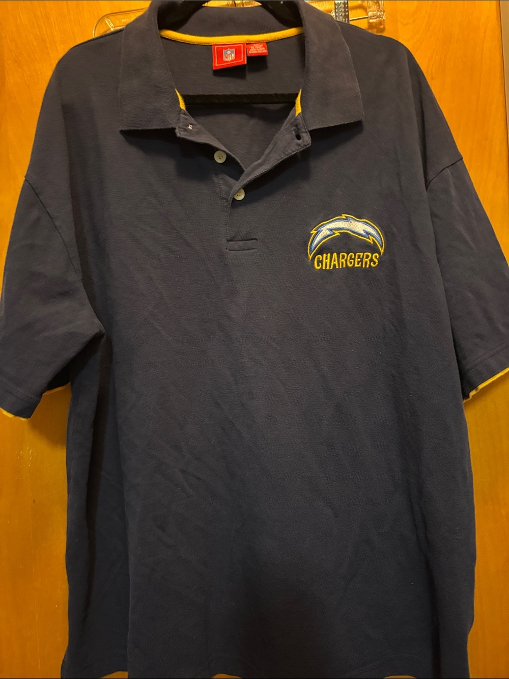 NFL Chargers Navy Polo with Yellow Logo Accents